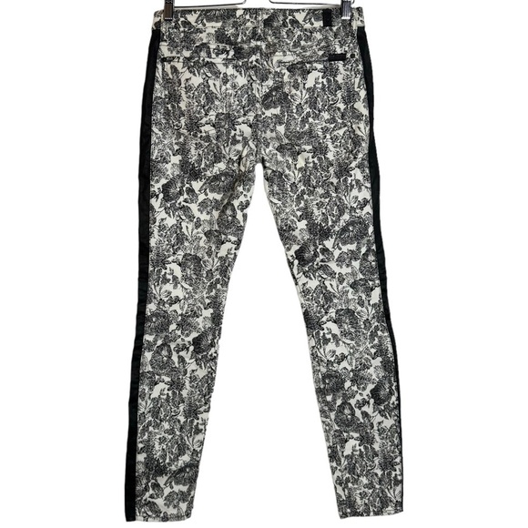 7 For All Mankind  Floral Print Side Stripes Black White Printed Jeans Denim 29 - Picture 2 of 16